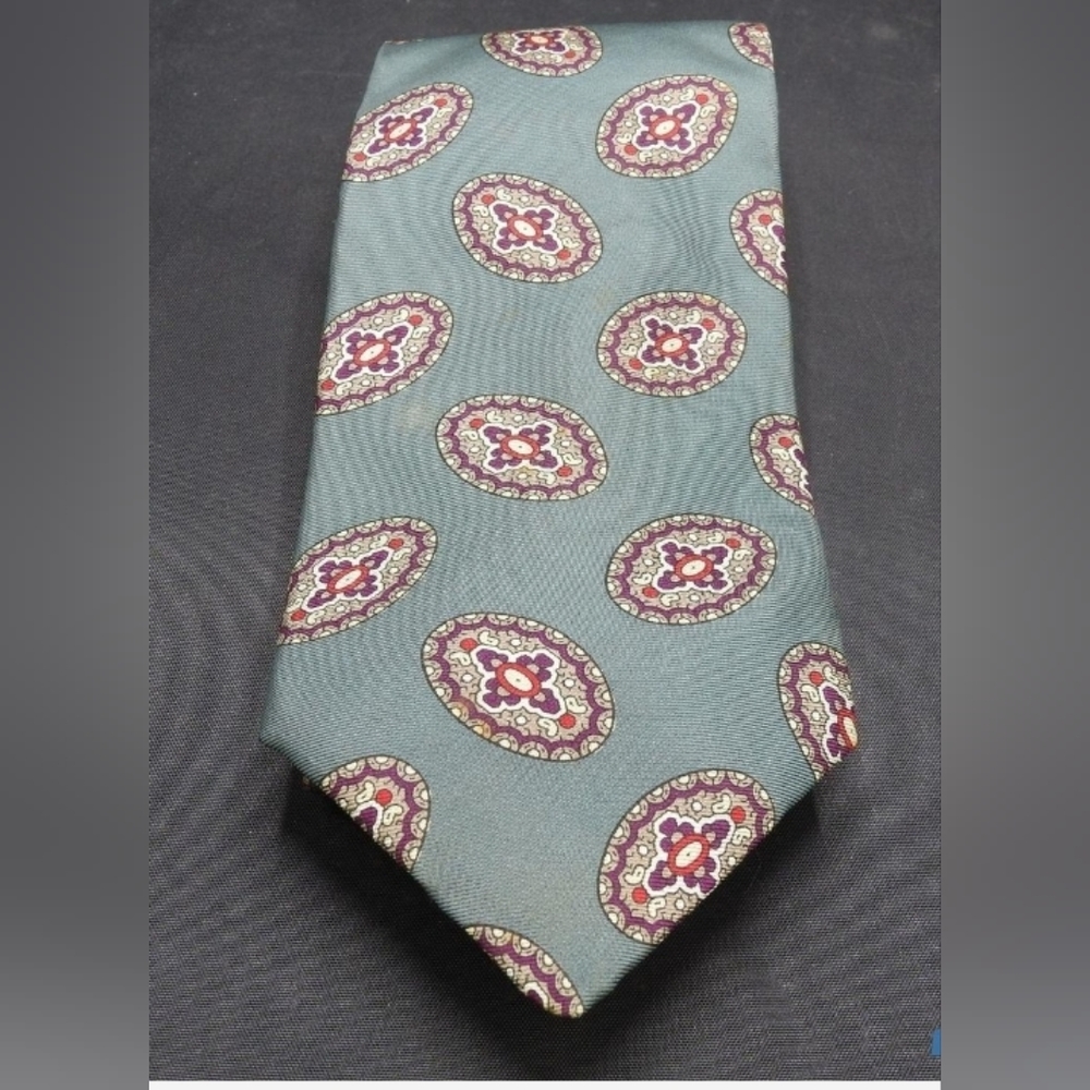 Christian Dior Men's Mint Green & Multicolor Silk Tie